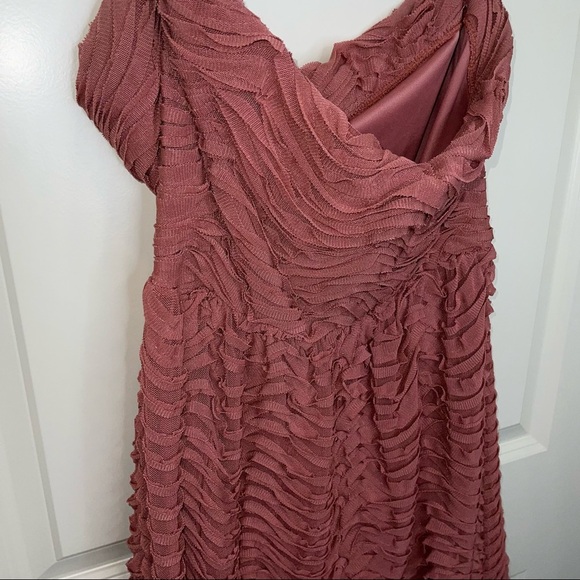 Zara Strapless Ribbon Mesh Fit & Flare Pink Dress L - Picture 7 of 14